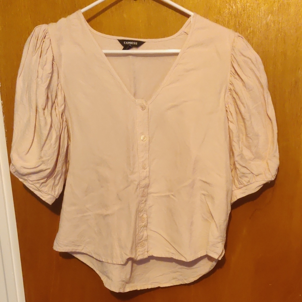 Express Women's Light Pink Puff Sleeve Blouse